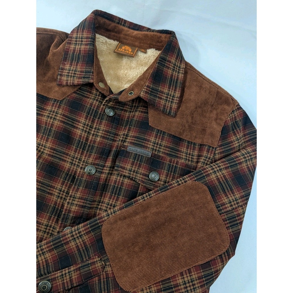 AFS Jeep Mens Flannel Shirt‎ Jacket Corduroy Plaid Sherpa Lined Warm Medium